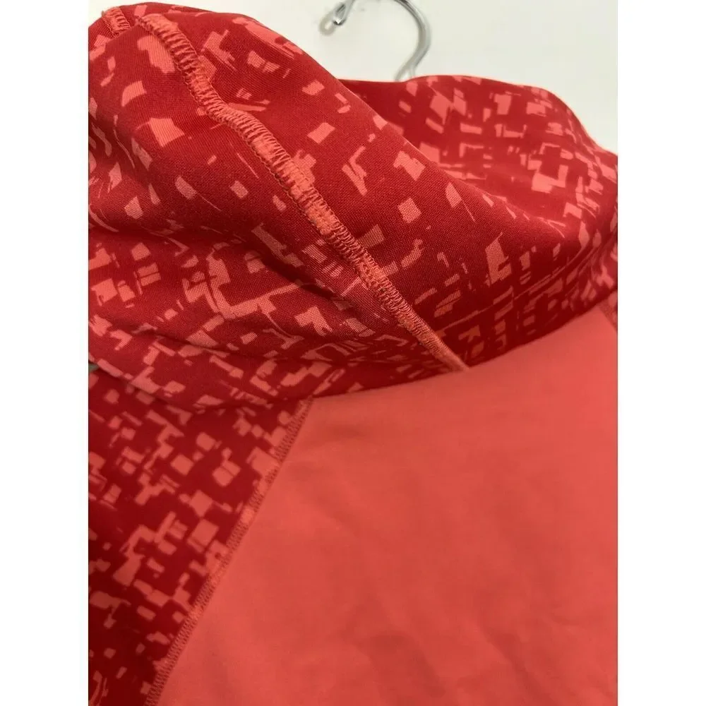 Nike Dri-Fit Hoodie Sweatshirt Women's Thumb Hole Cuffs Graphic Print Red Large